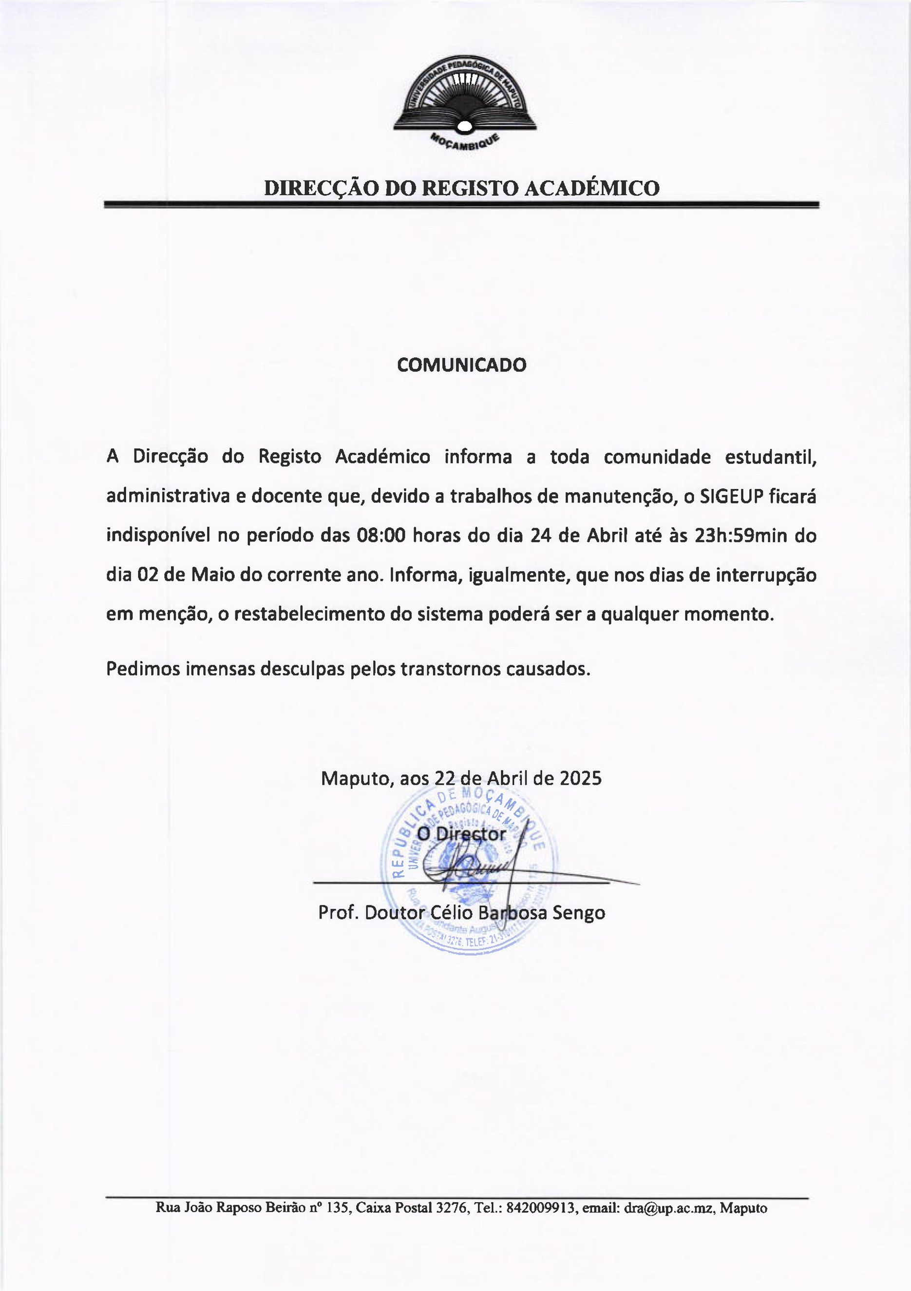 Comunicado SIGEUP